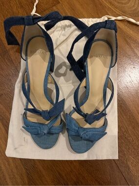 Alexandre Birman Denim Blue Tie-Ankle Knot Sandals
